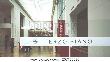 Chicago IL USA october 27 2016: Chicago Art Institute main entrance with the Terzo Piano restaurant indication