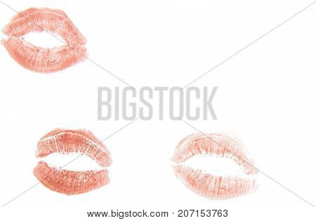 lips with lipstick mark on a white background