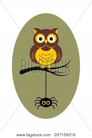Halloween owl icon or logo in modern line style. Vector illustration