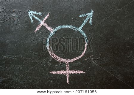 Transgender Symbol On A Black Background Close-up