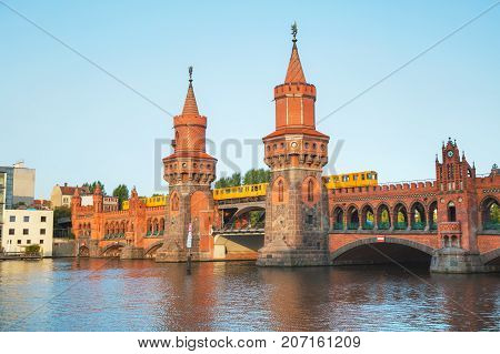 Oberbaum bridge in Berlin Germany in the morning