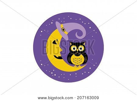 Halloween owl icon or logo in modern line style. Vector illustration