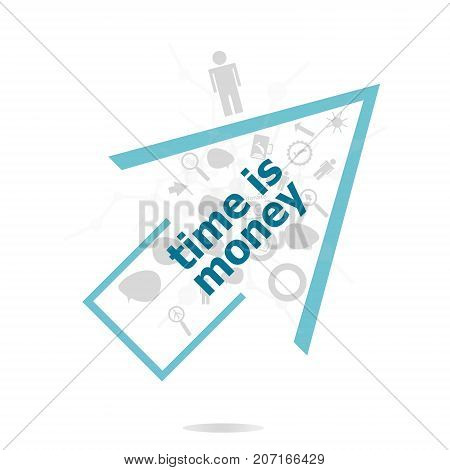 Text Time Is Money. Time Concept . Data Protection And Secure Elements Inforgaphic Set