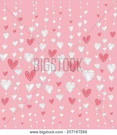 Pink pattern with red and white hearts