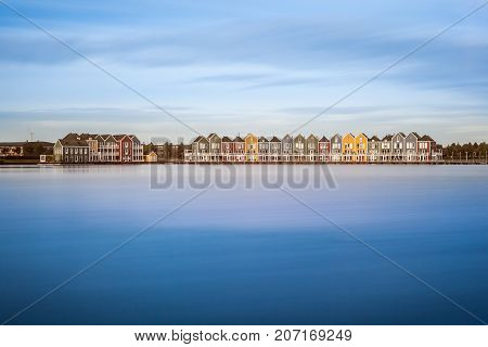 In the town of Houten these beautifully painted houses are on the water