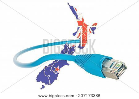 Internet connection in New Zealand concept. 3D rendering isolated on white background