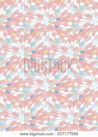 Abstract seamless pattern from many wavy elements. Hidden cubic forms. The contours of the geometric shapes.