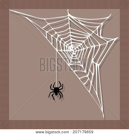 Spider web silhouette arachnid fear graphic flat scary animal poisonous design nature phobia insect danger horror tarantula halloween vector icon. Creepy warning symbol poison silhouette.