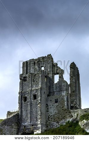 Remains of Corfe Castle / Wareham / United Kingdom