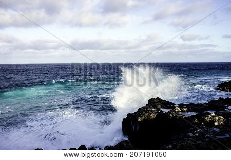 Waves in Atlantic Ocean / Los Cocoteros, Lanzarote, Canary Islands, Spain