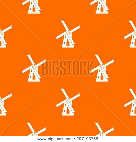 Ancient windmill pattern repeat seamless in orange color for any design. Vector geometric illustration