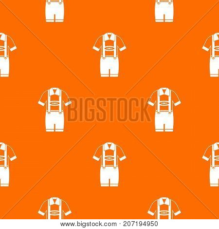T-shirt and pants with suspenders pattern repeat seamless in orange color for any design. Vector geometric illustration