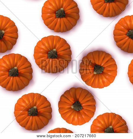 Halloween seamless pattern. Bright Vector Background with realistic pumpkins. Autumn illustration.