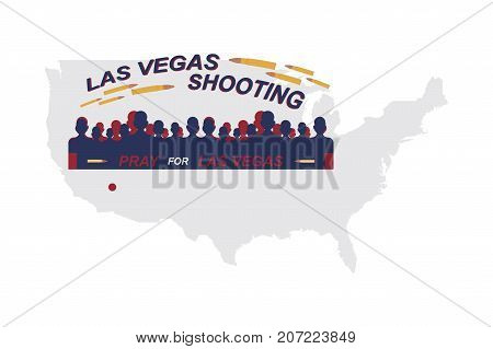 Las Vegas Shooting. Concept Of Terrorism And The Memory Of The Dead. Silhouette Of People And Bullet