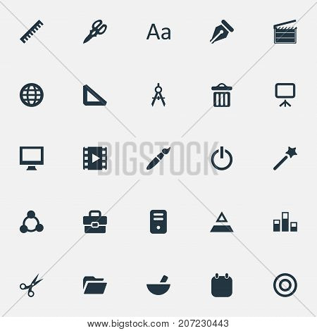 Elements Worldwide, Board, Cut And Other Synonyms Presentation, Event And Colums.  Vector Illustration Set Of Simple Icon Icons.