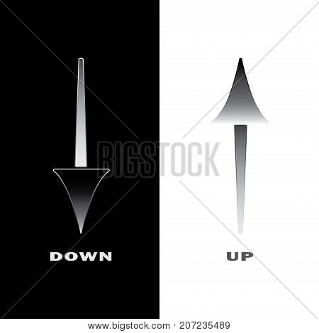 Vector arrow icons up and down. Monochrome illustration