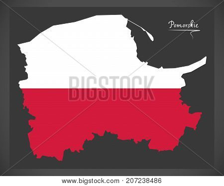 Pomorskie Map Of Poland With Polish National Flag Illustration