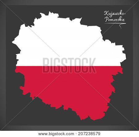 Kujawsko - Pomorskie Map Of Poland With Polish National Flag Illustration