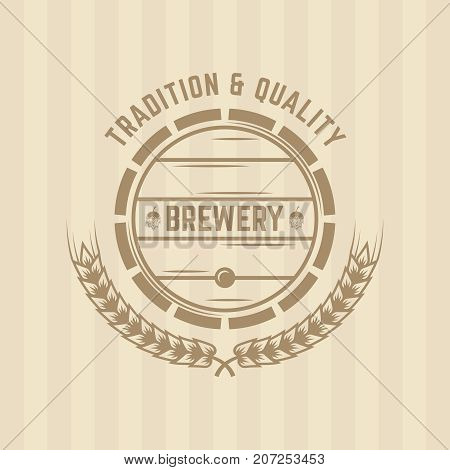 Beer barrel and wheat single vector colored label
