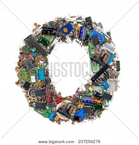 Letter O Made Of Electronic Components