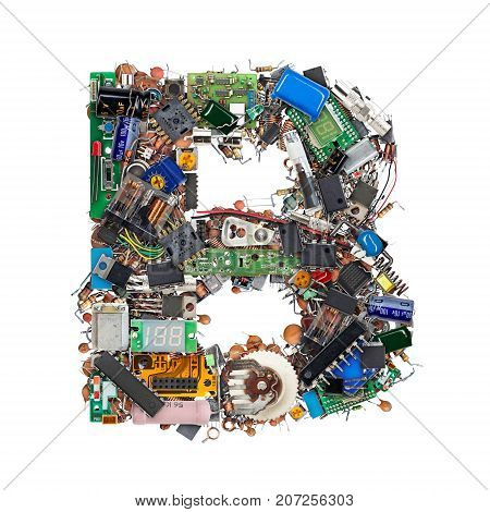 Letter B Made Of Electronic Components