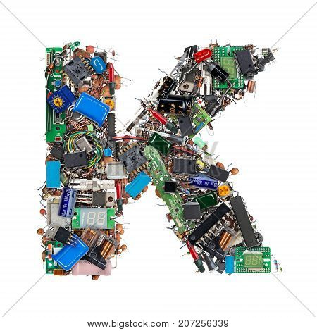Letter K Made Of Electronic Components