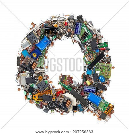 Letter Q Made Of Electronic Components