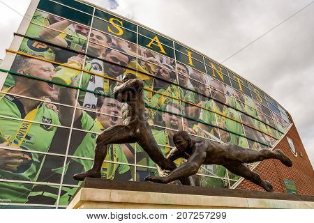 Northampton Uk October 3, 2017: Northampton Saints Rugby Club Monument At Franklin Gardens