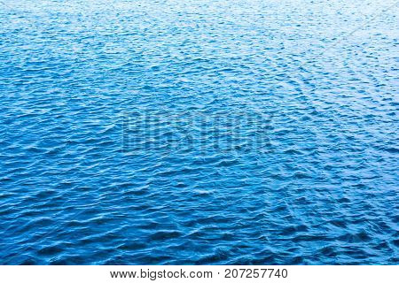 Sea ripples. Bright blue background. Shallow waves on the water.