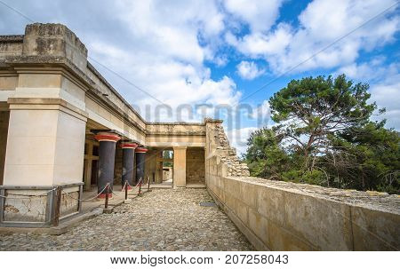 Ancient ruins of the famous Knossos Palace at Heraklion, Crete, Greece