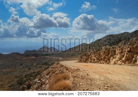 Path of pebbles dig in the mountains of western Crete