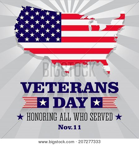 veterans day greeting background with USA flag