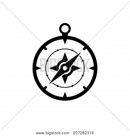 Compass icon. Black minimalist icon isolated on white background. Compass simple silhouette. Web site page and mobile app design vector element.