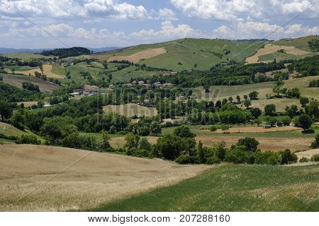 Summer landscape at Montecopiolo (Montefeltro Pesaro Urbino Marches Italy)
