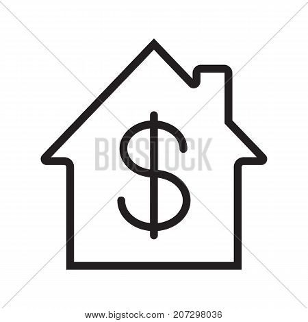 Property purchase linear icon. House with dollar sign inside. Thin line illustration. Real estate market. Contour symbol. Vector isolated outline drawing