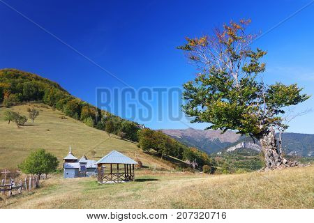 Autumn landscape in Cernei Mountains, Carpathians Range, Romania, Europe
