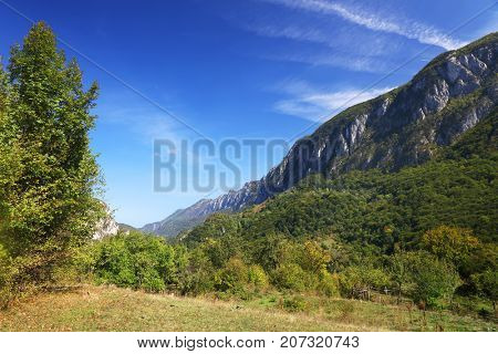 Autumn landscape in Cernei Mountains, Carpathians Range, Romania, Europe