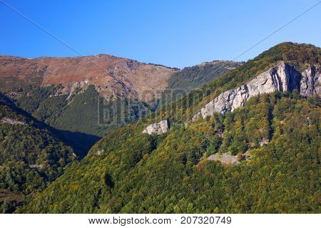 Autumn landscape in Cernei Mountains, Carpathians Range, Romania, Europe