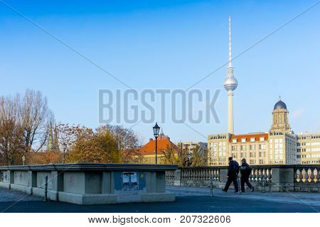 BERLIN, GERMANY- December 24, 2016: Tv tower or Fersehturm on December 24, 2016. BERLIN, Germany.
