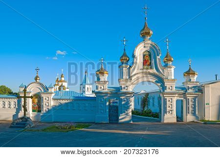 Molchensky convent in the Putivl Ukraine. The central entrance gate and part of the fortress wall