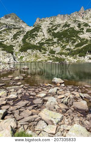 Landscape with Left Kralev Dvor pass and Samodivski lakes, Pirin Mountain, Bulgaria