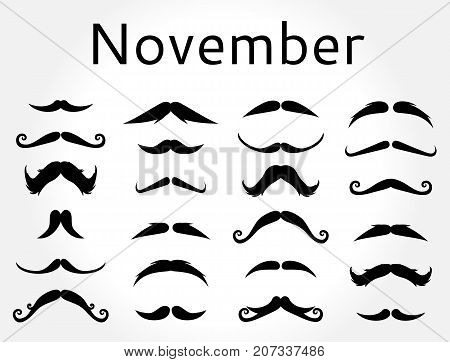Mustache november vector set male grooming beard