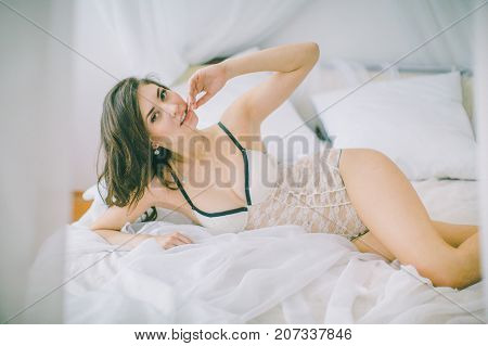 Sexy beautiful brunette girl in underclothes Sexy beautiful brunette girl in underclothes