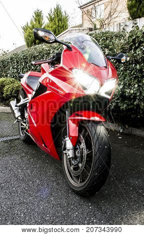 LONDON, UK - DECEMBER 28: Picture of my Honda VFR 800 F on December 28, 2016 in London, UK