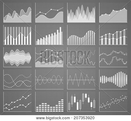 Business chart collection. Set of graphs. Analysis statistic data visualization. Vector illustration