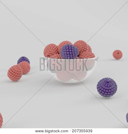 bowl of blackberries for photomanipulation 3d illustration
