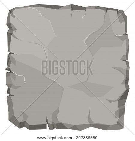 Stone rock cartoon, broken boulder template, stone banner, big grey rubble. Rocks natural game design. Vector