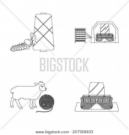 Cotton, coil, thread, pest, and other  icon in outline style. Textiles, industry, gear icons in set collection