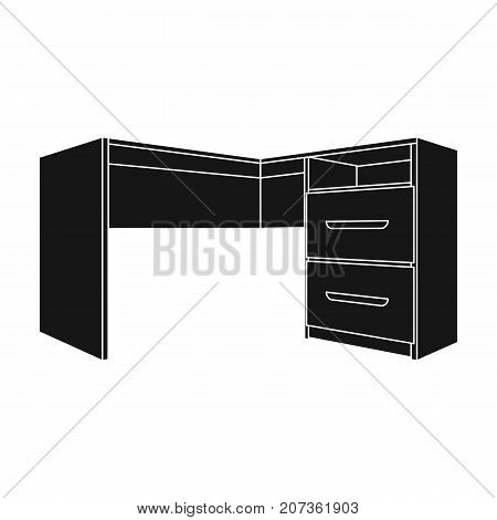 Grey desk with lockers.Desk for paperwork.Workplace and job, office, working symbol.Bedroom furniture single icon in black style vector symbol stock web illustration.