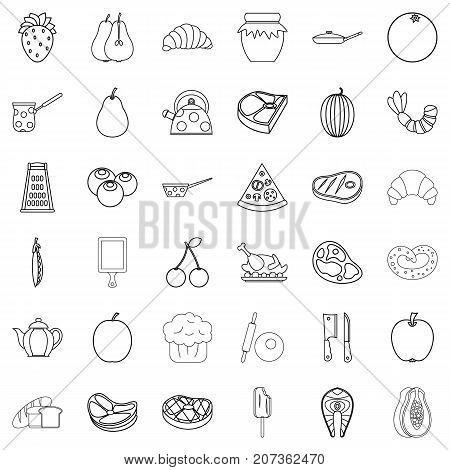 Croissant icons set. Outline style of 36 croissant vector icons for web isolated on white background